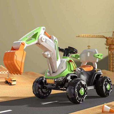 Faros LED y Música Dinámica 6v Paseo eléctrico en camión de construcción para niños