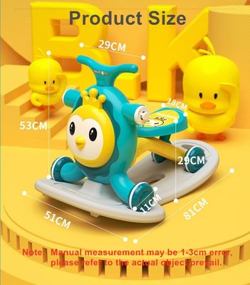 Scooter rosa multifuncional para niños con función de caminante y diseño de sacudir un caballo