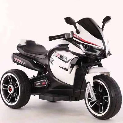 Triciclo de motocicleta eléctrica de niños blancos con luz colorida y motor 380*2