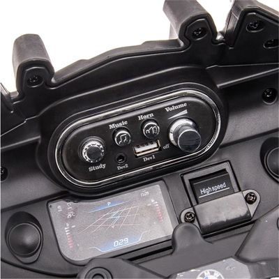 Tamaño de cartón 109*39*55 cm 12v Conducir en motocicleta autorizada con rueda EVA y música