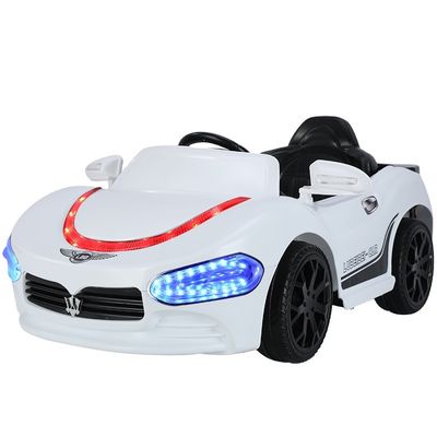 Conducción eléctrica con batería de 12 V en coche con dos plazas y música para niños en blanco