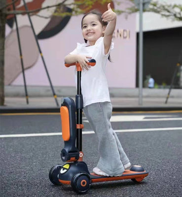 Asiento de cuero suave 3 ruedas paseo en scooter coche para niños Un botón plegable neutral de género