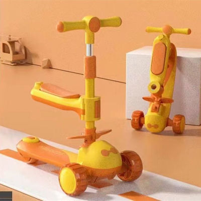 3 ruedas de paseo en el coche de ruedas grandes plegable scooter para niños amarillo rosa azul neutral de género