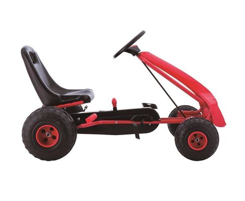 Pedal rojo de un solo asiento Go-Karting para niños de 7 años Rueda de plástico y coche de paseo