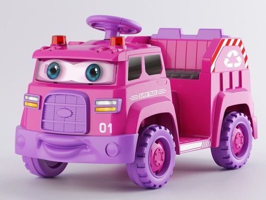 Selección de basura y efectos de sonido ojos de dibujos animados giratorios montar en un coche eléctrico para niños hecho de material PP