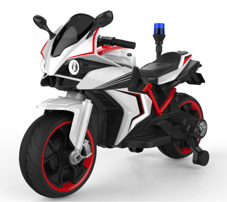 Carro eléctrico para niños en motocicleta policial con arranque con un solo toque y luces policiales