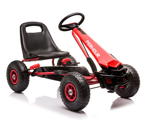 Niños 5-7 años Rojo Pedal de cuatro ruedas Go-Kart juguete con embrague de ruedas de inflación y freno