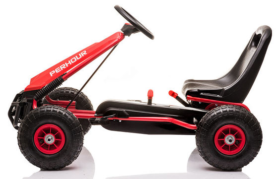 Niños 5-7 años Rojo Pedal de cuatro ruedas Go-Kart juguete con embrague de ruedas de inflación y freno